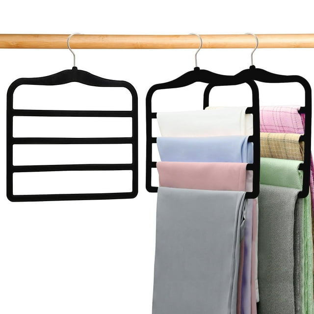 Organizador de armario CLODSPAC, 4 capas, de terciopelo, para pantalones, 2 unidades