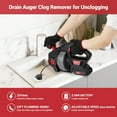 thumbnail image 2 of Litake Electric Drain Auger, 25 ft Plumbing Snakes, Snake Drain Clog Remover for Unclogging Toilet, Sewer, Bathroom, Sink Drain Pipes（Batteries Included), 2 of 7