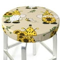 thumbnail image 3 of Kll Gnomes Bees And Sunflowers Round Bar Chair Cushion Cover 14 Inch,Bar Stool Protector With Elastic, Soft Washable, 3 of 7