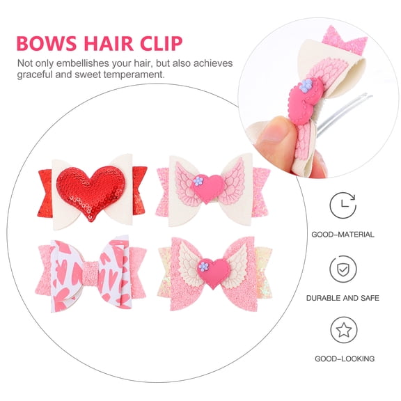 LOLIPPYY 4-Pack Valentine's Day Hair Clips with Bow Knot, Cute Hair Accessories for Women and Girls, Perfect for Costume and Daily Wear