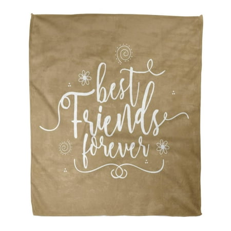 KDAGR Flannel Throw Blanket Lettering of Happy Friendship Day Best Friends Forever Typographic Soft for Bed Sofa and Couch 50x60