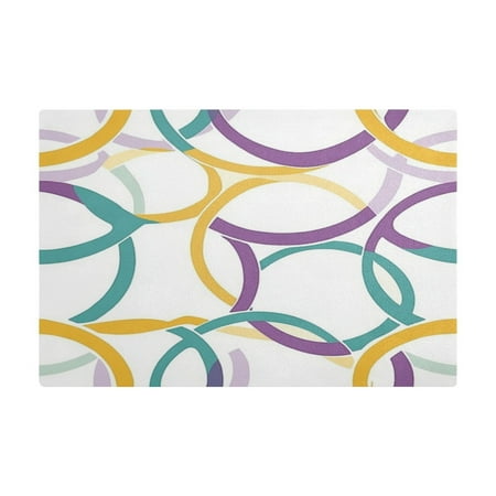 

PU Leather Kitchen Drying Mat with Silica Gel Core Coffee Bar Pad Dual-Sided Absorbent Non-Slip for Kitchen Counter Overlapping Circles