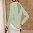 thumbnail image 4 of Women Solid High‑Stretch Yoga Top, Breathable Long Sleeve Workout Shirt with Mesh Back, Slim Fit Sports Pullover for Running Gym Training Green L(L), 4 of 9