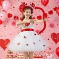 thumbnail image 2 of MEZZALL Dresses Valentine's Day Girls Love Heart Dress For School Party Performance Holiday Celebration Trendy Fly Sleeve Crew Neck Solid Color Child Sundress, 2 of 6