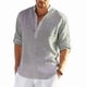 thumbnail image 3 of Men's Long Sleeved Linen Shirt, Cotton And Linen Casual Shirt, S-5xl Top, Brand New Free Shipping, 3 of 3