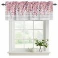 thumbnail image 2 of Pink Eucalyptus Leaves Valances for Windows, Decorative Rod Pocket Window Valance Curtains, Summer Botanical Farmhouse Rustic Wood Short Curtain Drapes for Living Room, 2 Panels, 42" W x 18" L, 2 of 8