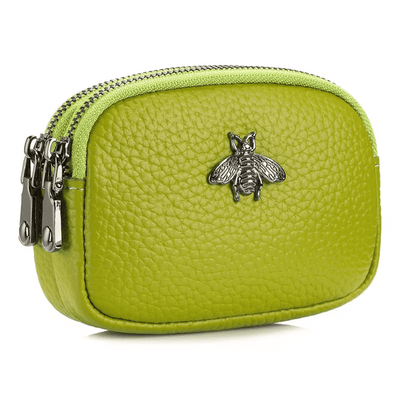 Monedero Mujeres Tarjetas Cartera Cuero 2 Bolsillo Billetera Verde claro