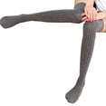 thumbnail image 3 of 1 Pair Women Solid Over Knee High Socks Spring Autumn Winter Warm Knit Soft Thigh High Long Stockings, 3 of 4