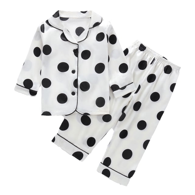 Odeerbi 1-8 Años Niños Niñas Pijamas de Raso Solapa de Muesca Camisa de Manga Larga Conjunto de Dos Piezas de Pijama Suave Estampado Floral