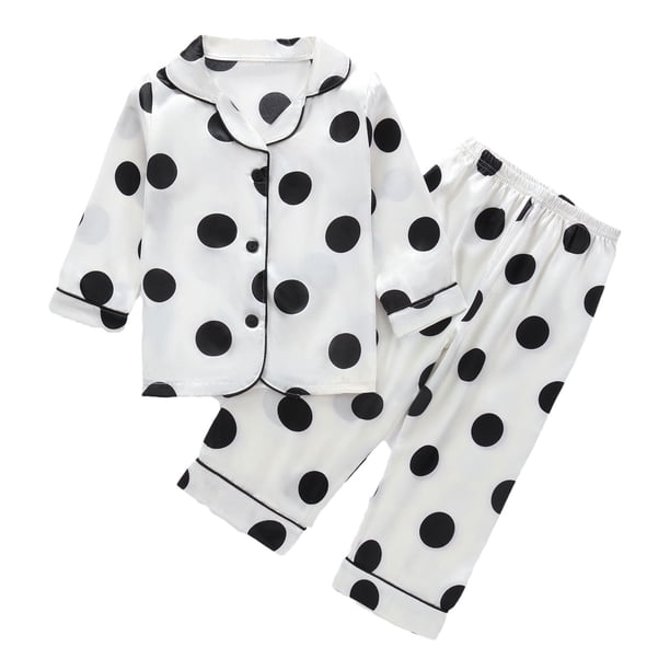 Odeerbi 1-8 Años Niños Niñas Pijamas de Raso Solapa de Muesca Camisa de Manga Larga Conjunto de Dos Piezas de Pijama Suave Estampado Floral