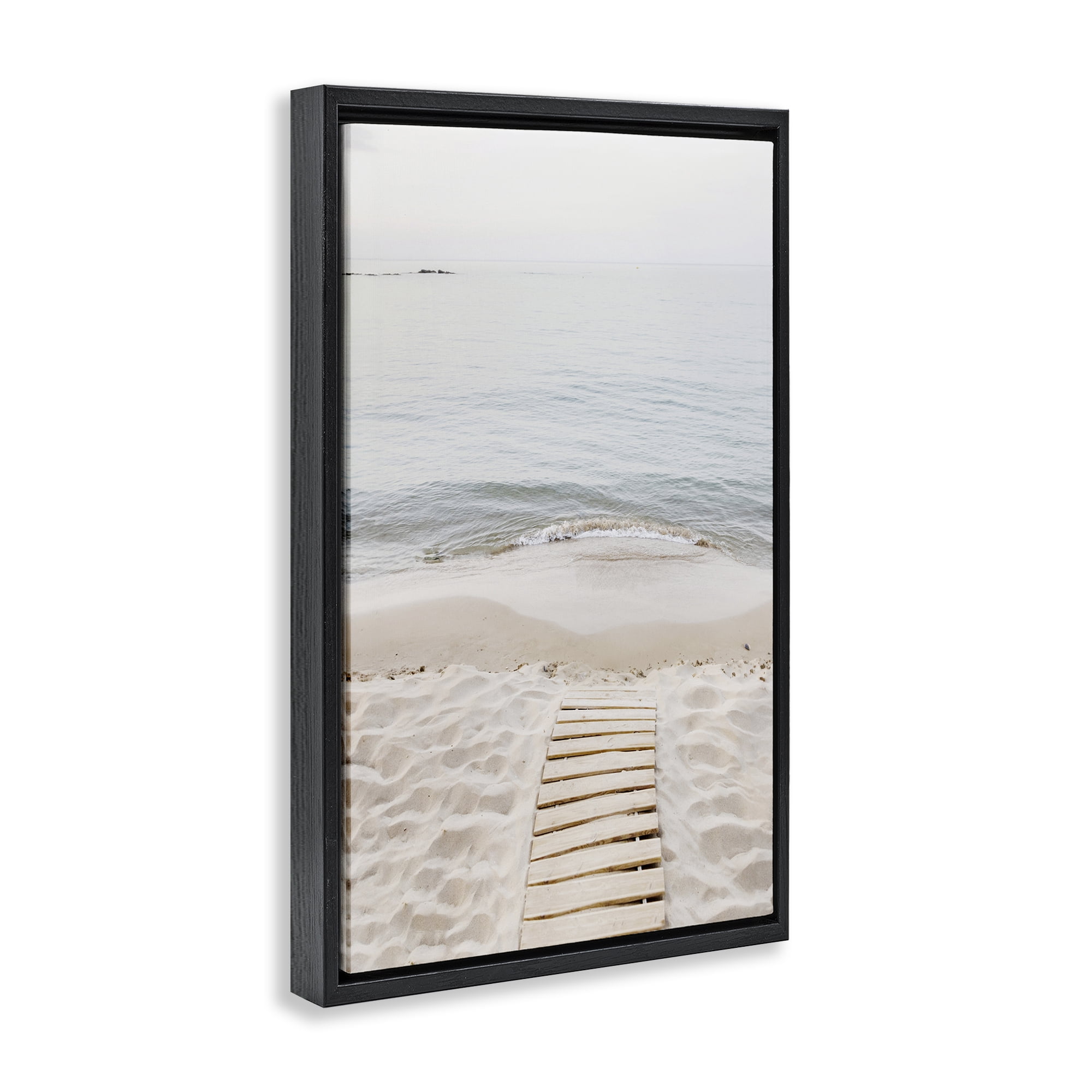 Stupell Industries Steps Toward Beach Shore Nautical & Beach Photography Black Floater Framed Canvas Art Print Wall Art, 17 x 25
