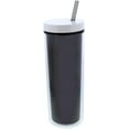 thumbnail image 2 of Acrylic Slender Tumbler 17oz Double Wall with Straw - Set of 2 - Black, 2 of 2