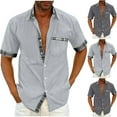 thumbnail image 6 of Brnmxoke Men's Short Sleeve Button Down Dress Shirt Plaid Collar Casual Work Shirts Big and Tall Summer Beach Vacation Shirts Gray,XXXXL, 6 of 6