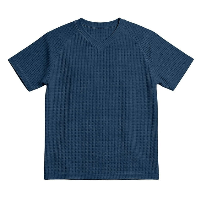Border Knit Raglan Short Sleeve Tee for Everyday Comfort with V Neck and Clean Solid Design Men T Shirts