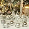 thumbnail image 2 of Sea Team 77-Pack Assorted Shatterproof Christmas Balls Christmas Ornaments Set Decorative Baubles Pendants with Reusable Hand-held Gift Package for Xmas Tree (Silver), 2 of 8