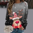 thumbnail image 2 of HNMKIU Chandail en Molleton Col Rond Femme Joyeux Noël Imprimé Col Rond Chandail Manches Longues Décontracté, 2 of 4
