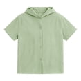 thumbnail image 3 of Camiseta de manga corta con capucha informal de color liso para niños de 3 a 13 años, 3 of 8