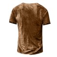 thumbnail image 2 of Qcmgmg Henley Shirt for Men,Button Up V Neck Shirts 2024 Casual Short Sleeve T Shirts Gothic Print Shirts Brown M, 2 of 3