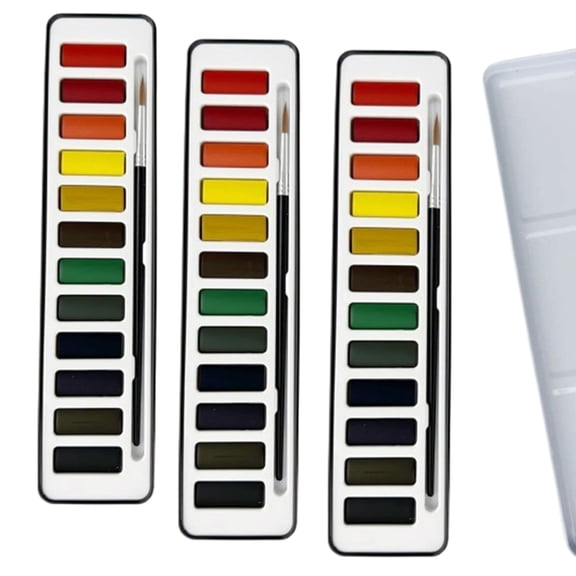 Bxaolu Watercolor Paint Set Bulk,3 Pack,12 Colors Watercolors Paint with Paintbrush, Washable Watercolor Paint Set for Parties,Birthday Party Favor,Valentines Day