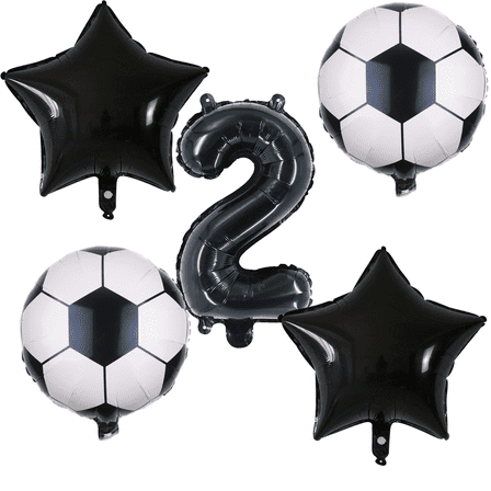 Soccer Party Balloons Number 2 Black White Birthday Decor Kit Balloons