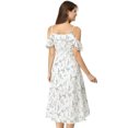 thumbnail image 6 of INSPIRE CHIC Women's Spaghatti Straps Ruffled a-Line Midi Floral Dresses M White Blue, 6 of 8