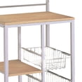 thumbnail image 3 of Kitchen Cart with 3 Shelves & 2 Storage Compartments, Brown And White, 3 of 5