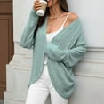 thumbnail image 2 of Button Up Cardigans Women Women Long Sleeve Solid Knit Cardigan Sweater Open Front Lace Up Boho Knit Cardigans Women Green L, 2 of 7