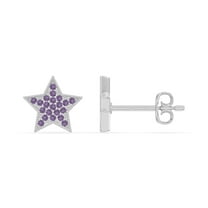 Natural Amethyst Star Stud Earrings for Women in Sterling Silver, February Birthstone Jewelry Gifts for Her Birthday, Wedding Anniversary, Party, Graduation, Christmas, Mothers Day, Valentines