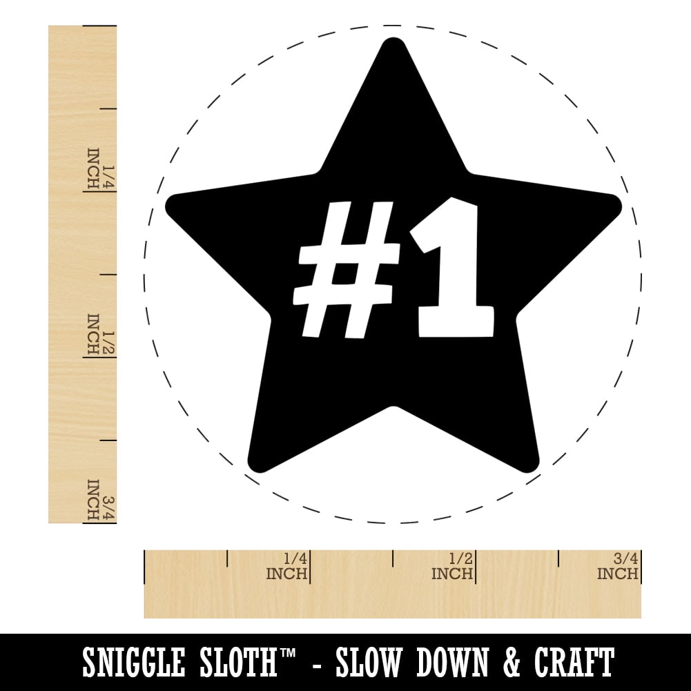 #1 Number One in Star Self-Inking Rubber Stamp Ink Stamper - Brown Ink - Small 3/4 Inch
