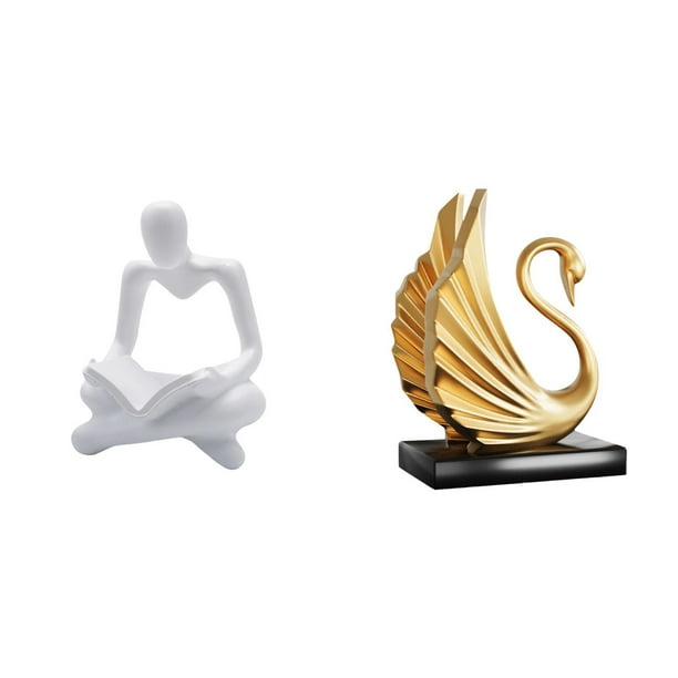 Figura de pensador abstracto,Estatua de pensador abstracto,decoración para el hogar,Figura humana decorativa para oficina,coleccionable,estatua de resina de cisne,Figuras de