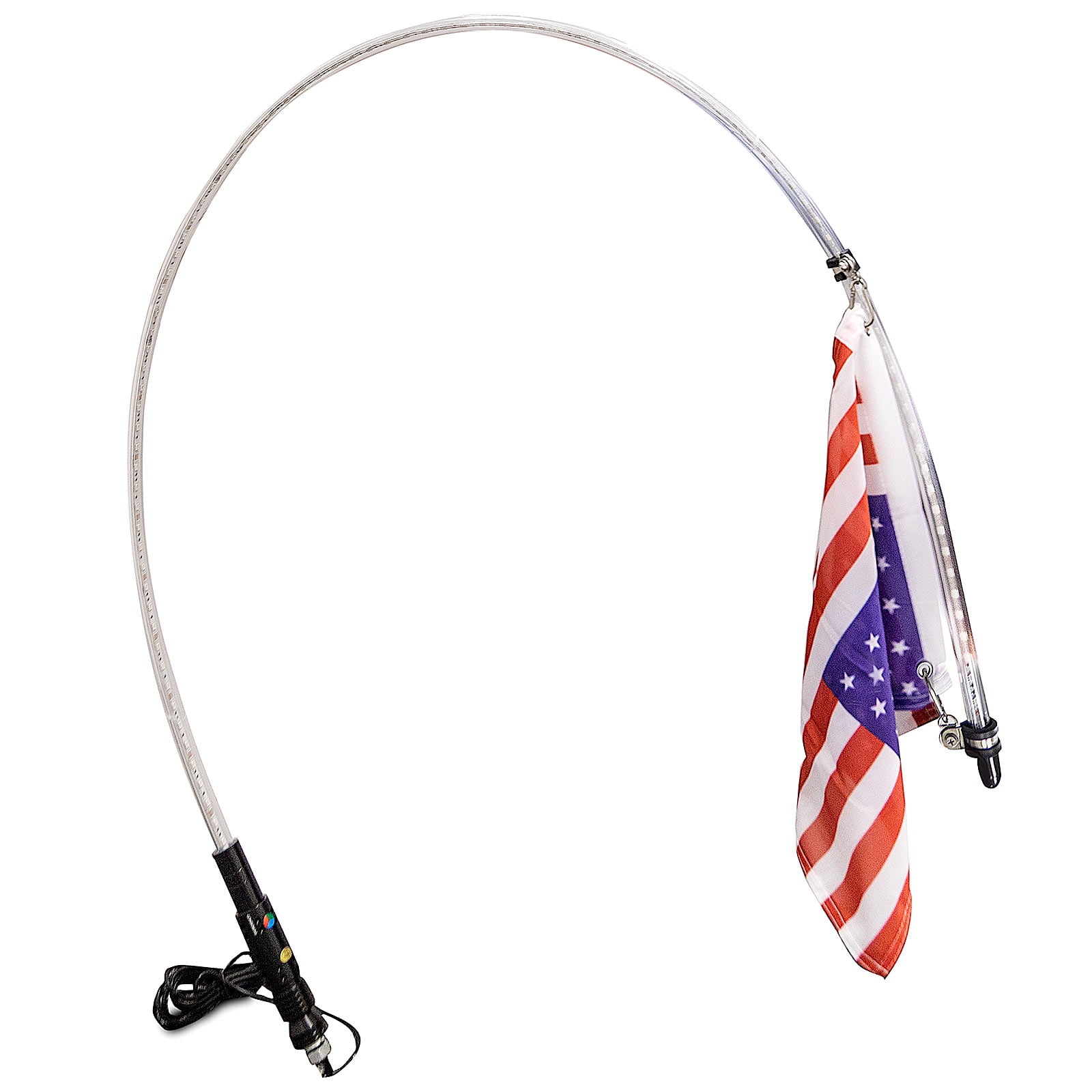 Krator 6ft Multi-Color LED Whip Light with American USA Flag LED