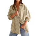 thumbnail image 3 of TKLPEHG Women Blouses Dressy Casual Lapel Button Shirt with Pocket Fashion Loose Long Sleeve T Shirt Solid Color Lightweight Comfy Fall Tops Pullover (Yellow,S), 3 of 8