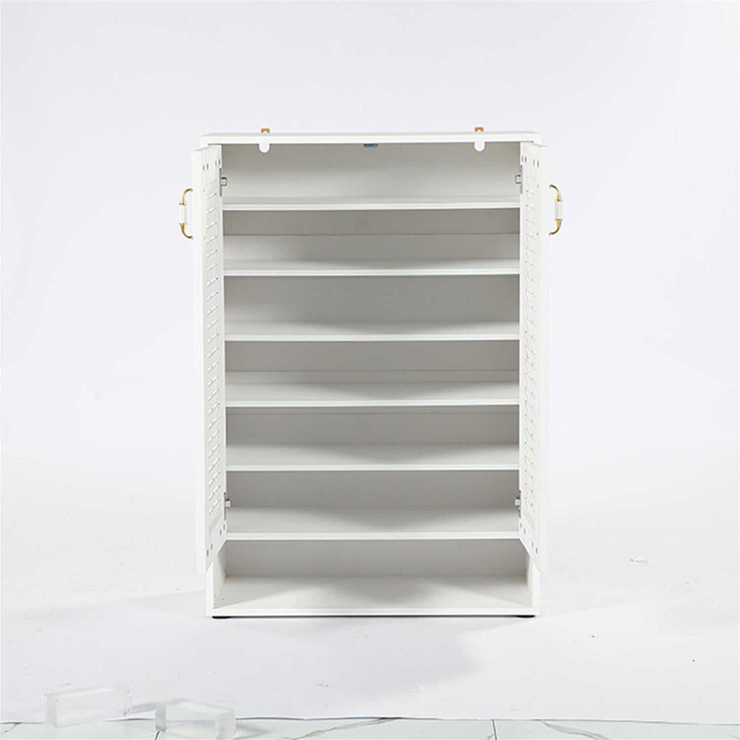 Demi Bonn Wood Shoe Cabinet, 7-Tier Shoe Organizer Storage Cabinet with Shelves, Entryway Shoe Racks, White