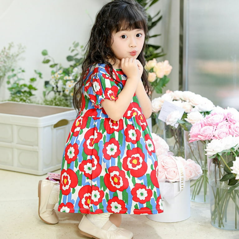 Tkrady Dress for Girls Spring Summer New Cute Crewneck Print Fashion  Princess Dresses, Sizes 1-6 Years - Walmart.com
