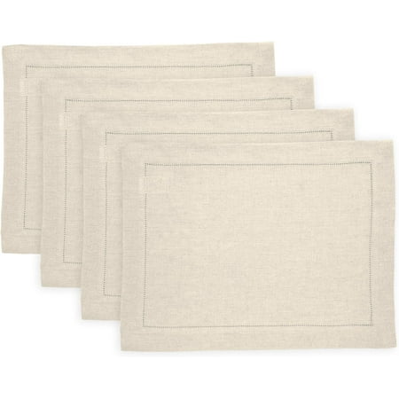 

Fall Linen Placemats 14 X 19 Inch – 100% Pure Linen Prewashed Flax Placemats – Machine Washable Hemstitch Tablemats Set Of 4 – Sonoma Handcrafted From European Flax