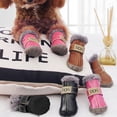 thumbnail image 4 of Zapatos clásicos con forro de felpa para perros pequeños y grandes con cierre de velcro, botines de bulldog de felpa para exteriores, antideslizantes, para cachorros, para invierno, tallas S, 4 of 5