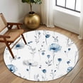 thumbnail image 3 of Blue Floral Spring Round Area Rug 5 FT, Non Slip Bedroom Rugs, Farmhouse Poppy Botanical Washable Soft Circular Carpet Non-Shedding Floor Mat for Kitchen Dining Room Foyer Balcony Dorm, 3 of 8