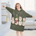 thumbnail image 5 of FORMRS Wearable Blanket Hoodie with Sleeves for Kids Cozy Flannel Sweatshirt, Beige Snowmen, 5 of 7
