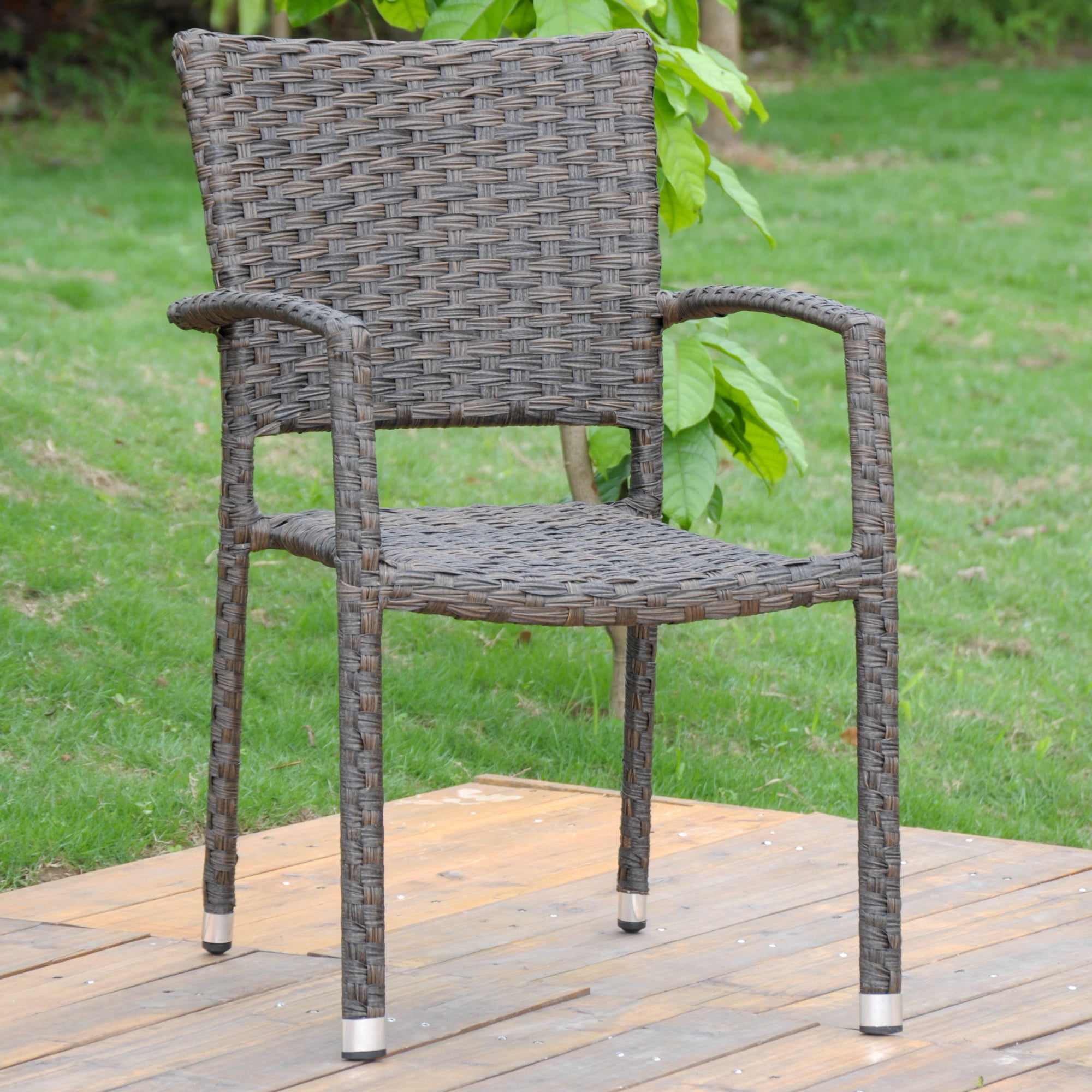 International Caravan Ibiza Resin Pandan/Aluminum Square Back Dining Chair