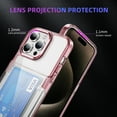 thumbnail image 6 of ELEHOLD for iPhone 15 Pro Case,Clear Card Holder Kickstand Credit Card Slot Soft TPU+Hard PC Slim Bumper Anti-Scratch Shockproof Protective Wallet Case for iPhone 15 Pro,Pink, 6 of 8