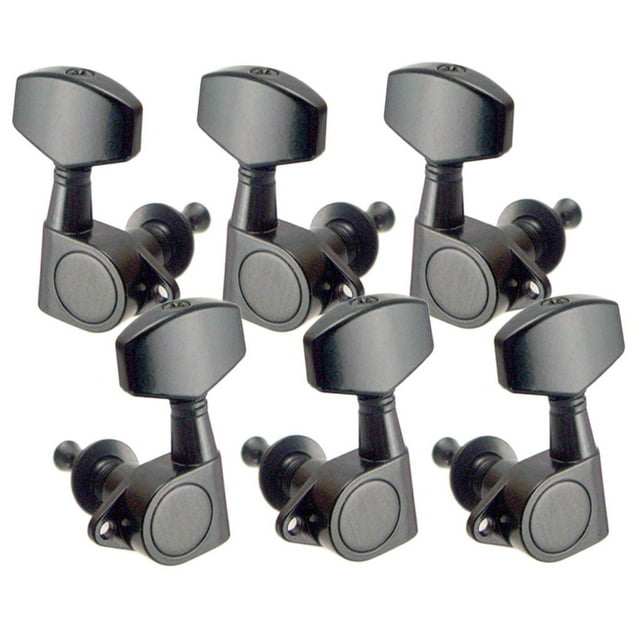 6 llaves de afinación para guitarra eléctrica / acústica cerradas, clavijas negras 3L3R