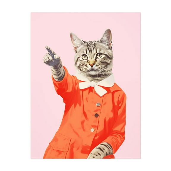 Orange Kitty Cat - Digital Art Cat Surrealism Pop Art Humor Animal Modern Art Fashion Unframed Wall Art Print 9 x 12 inches