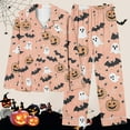 thumbnail image 6 of Tnhcen Women's 2025 Halloween Ghost Print Pajama Set Long Sleeve Collared Sleepwear Elastic Waist Pants Comfortable Loungewear S-2XL Orange, 6 of 6