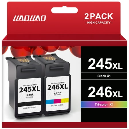 245XL Ink Cartridge for Canon ink 245 and 246 PG-245XL CL-246XL 243 244 for Canon PIXMA MG2522 TS3122 MX492 MX490 TR4500 TR4520 TS3322 Printer (1 Black, 1 Tri-Color)