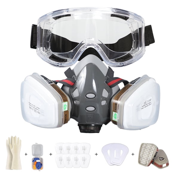 Respirator Mask,Half Facepiece Gas Mask with Safety Glasses Reusable Professional Breathing Protection Against Dust,Chemicals,Pesticide and Organic Vapors, Perfect for Painters and DIY Project