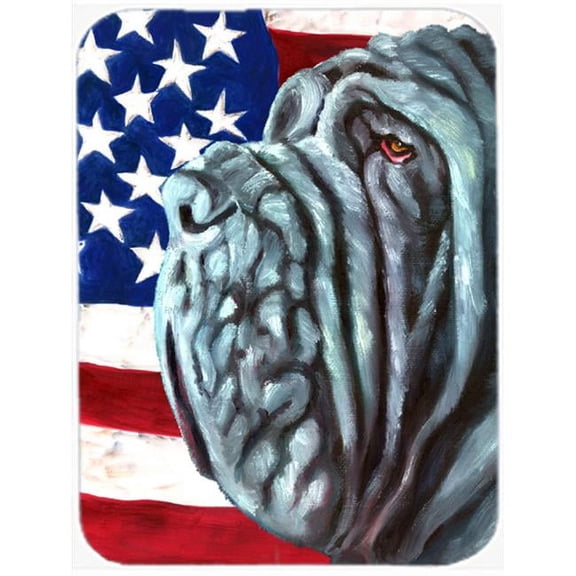 Neapolitan Mastiff Usa Patriotic American Flag Glass Cutting Board, Large
