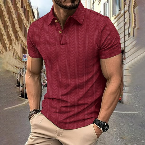 Blusa y camisa de manga corta con cuello vuelto para hombre, estilo casual, color liso, ventilada, con botones sueltos y bolsillos con solapa, blusas de poliéster para hombre de manga corta