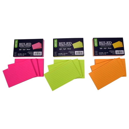 Pen + Gear Index Card Neon Solid Pack, 3 IN X 5 IN, 100 CT