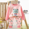 thumbnail image 2 of TOWED22 Toddler Boy Clothes Fall Outfits Color Block Striped Long Sleeve Sweatshirts and Long Pants 2Pcs Boys Clothing Size:3-6 M,Color:Pink, 2 of 3