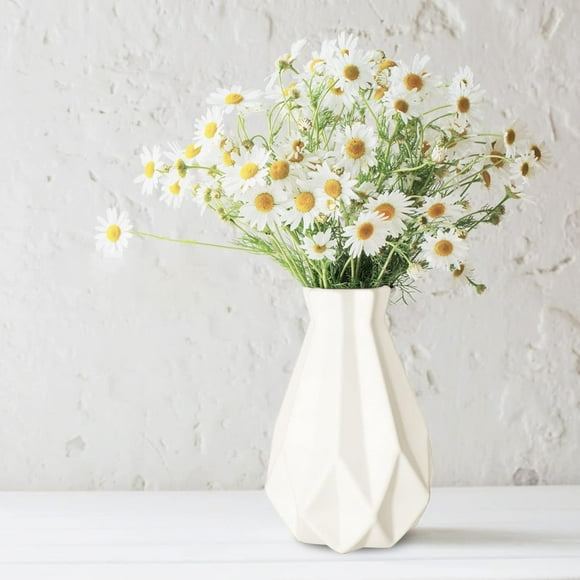 Vas Kreativ Plast Vas, Vardagsrumsdekorationer Vas Hydroponisk Kreativ Blomsterarrangemang, Vit Geometrisk Skrivbordsdekorativ Vas